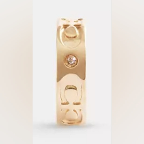 New COACH  Kissing Ear Cuff In Gold Color With Gems/Singature C (NWT) - Picture 7 of 8